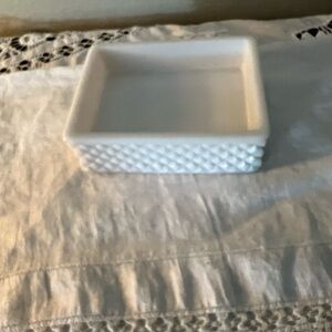Vintage Rectangular White Milk Glass Dish